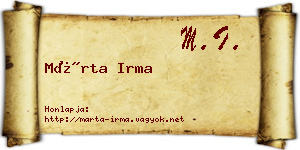 Márta Irma névjegykártya