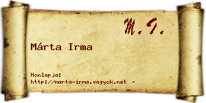 Márta Irma névjegykártya